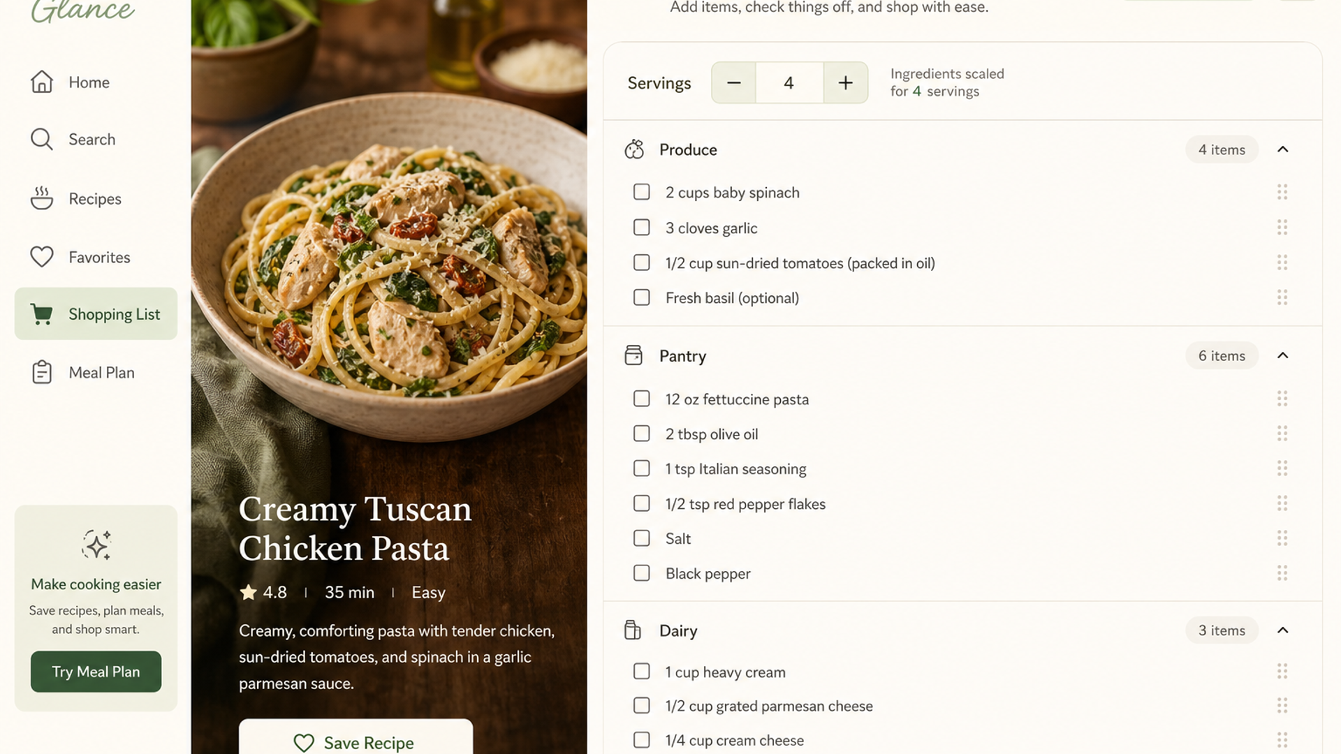 Recipe Glance screenshot 4