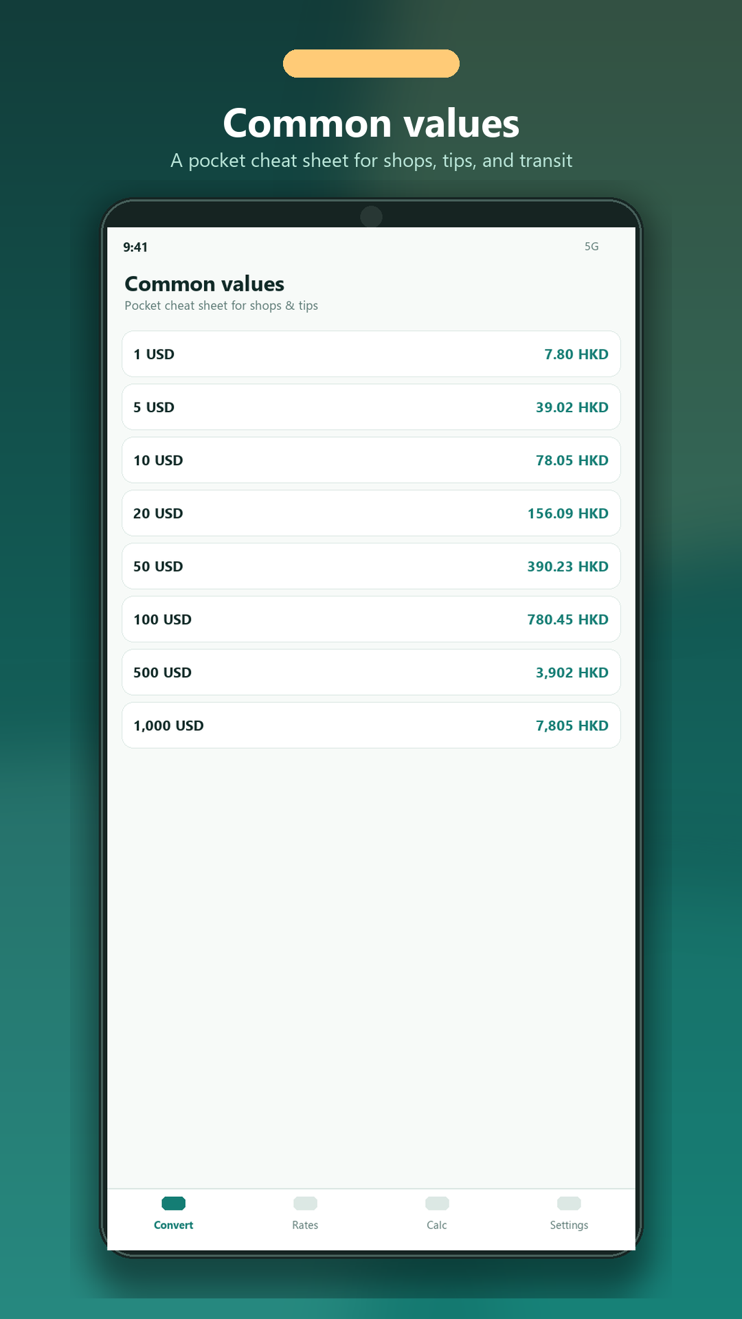 Currency Gadget 旅遊匯率換算 screenshot 2