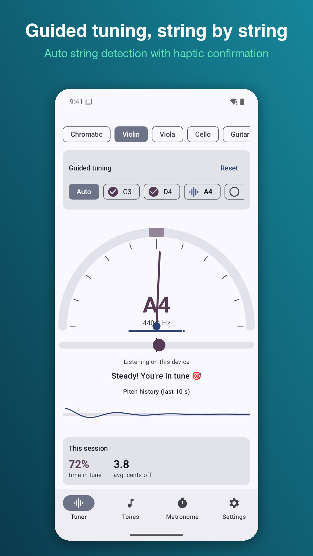 EZ Tuner: Violin & Guitar screenshot 1