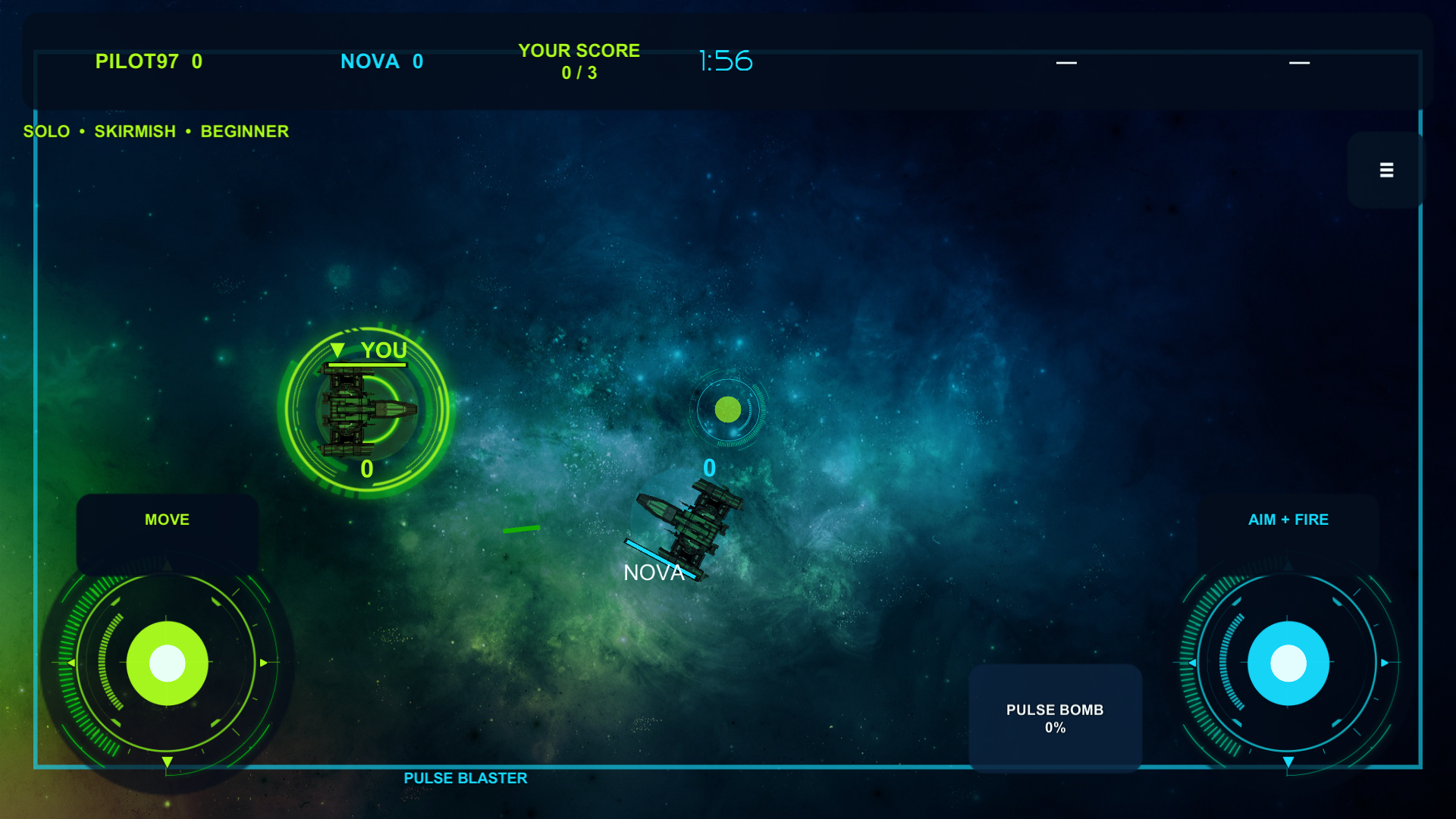 Skirmish — Quick twin-stick combat in the Orbital Ring.