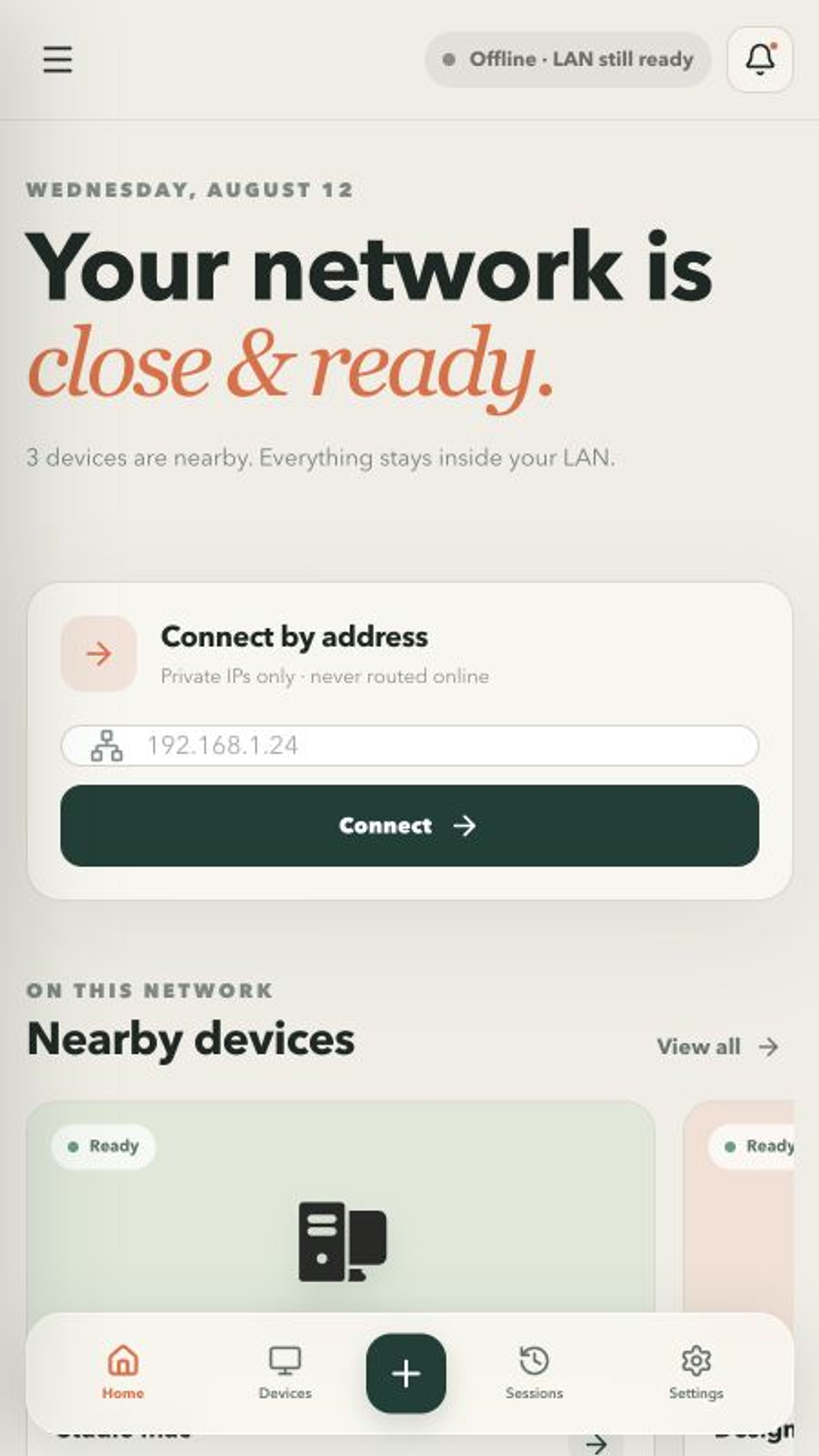 LAN-ready home with nearby QuietLAN devices.