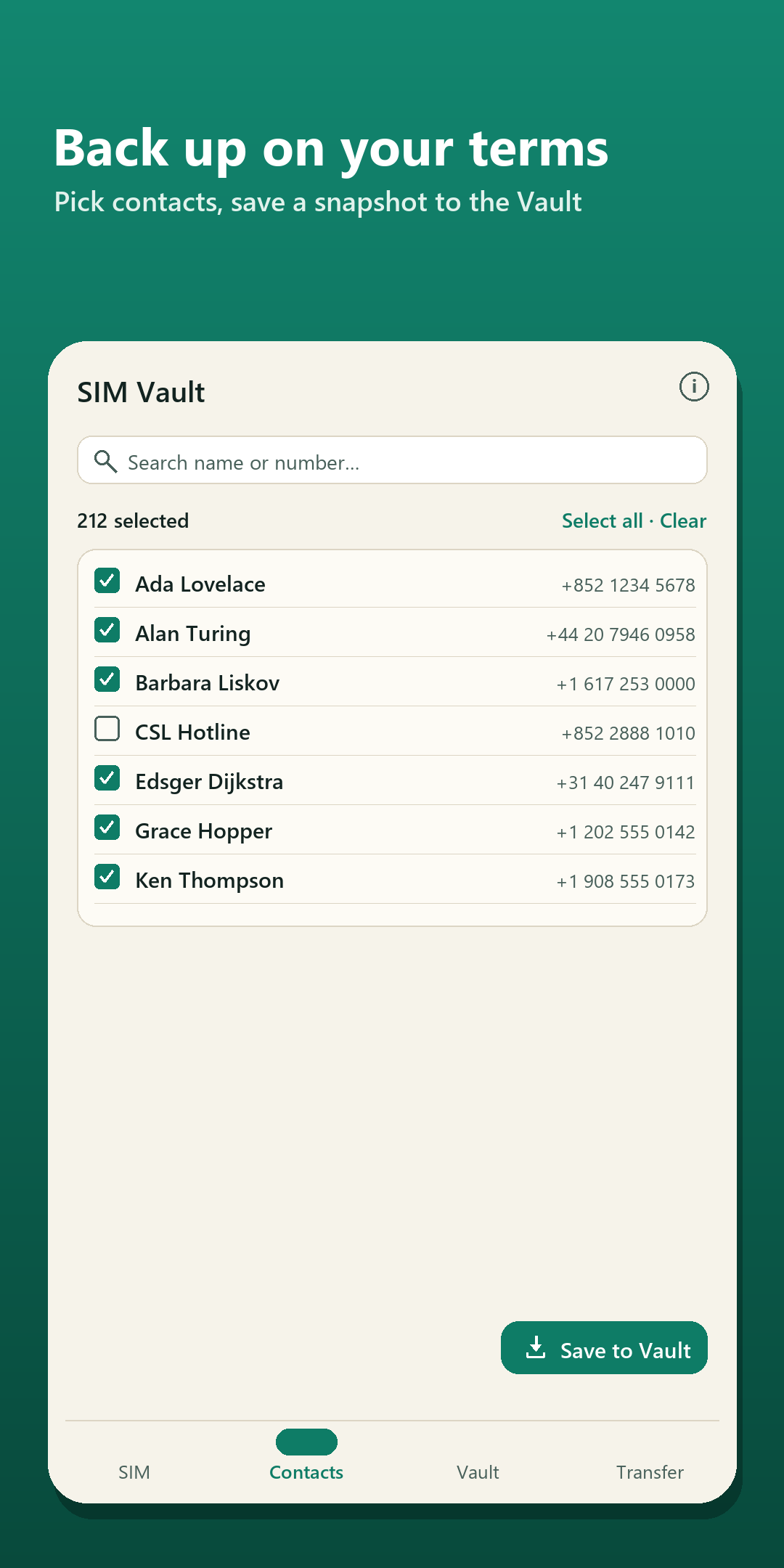 SIM Vault: Contacts Offline screenshot 2