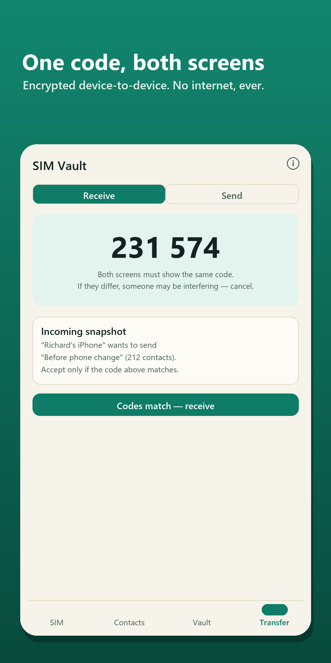 SIM Vault: Contacts Offline screenshot 1