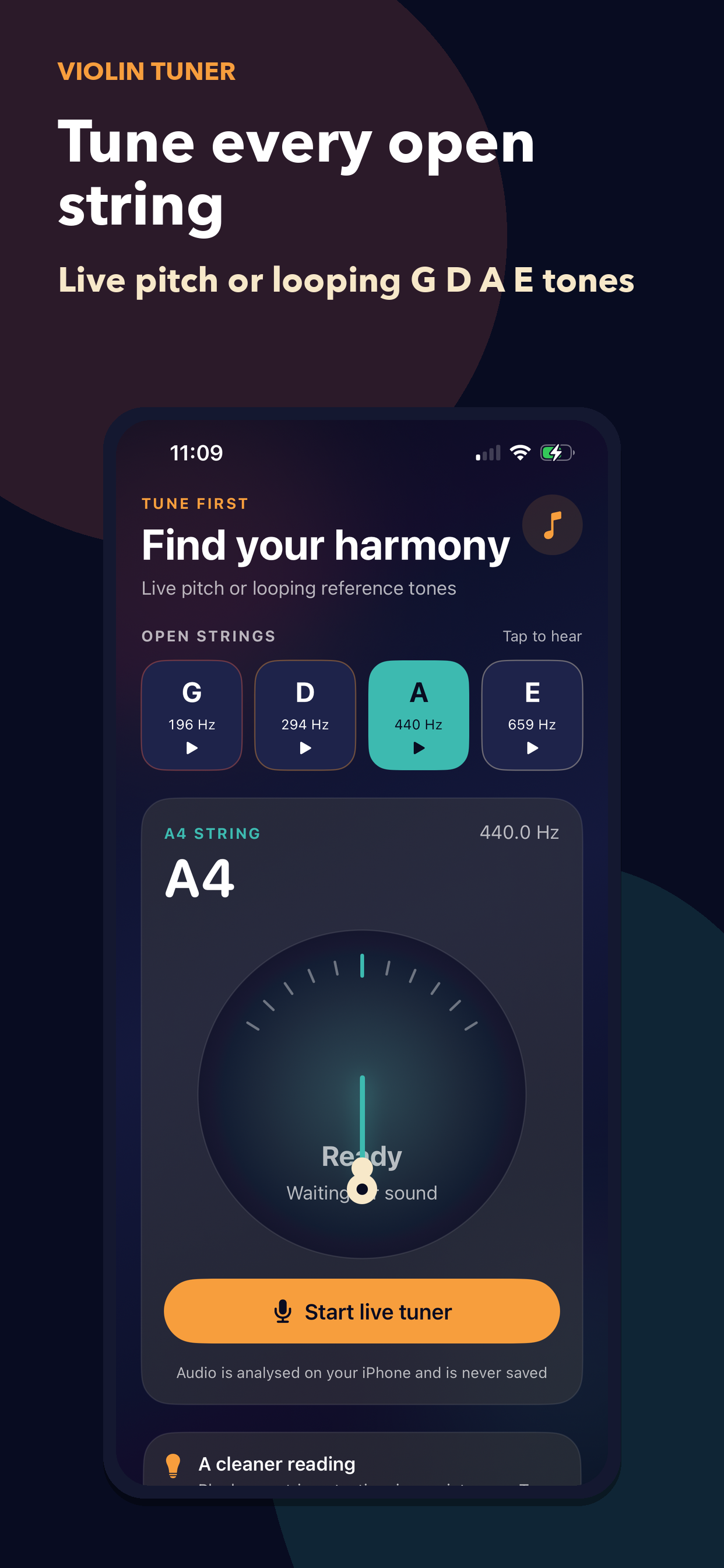 Violin Tuner:調音與學習 screenshot 2
