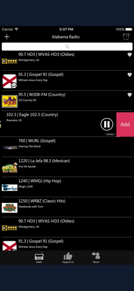 Alabamian Radio: iPhone app screen 4