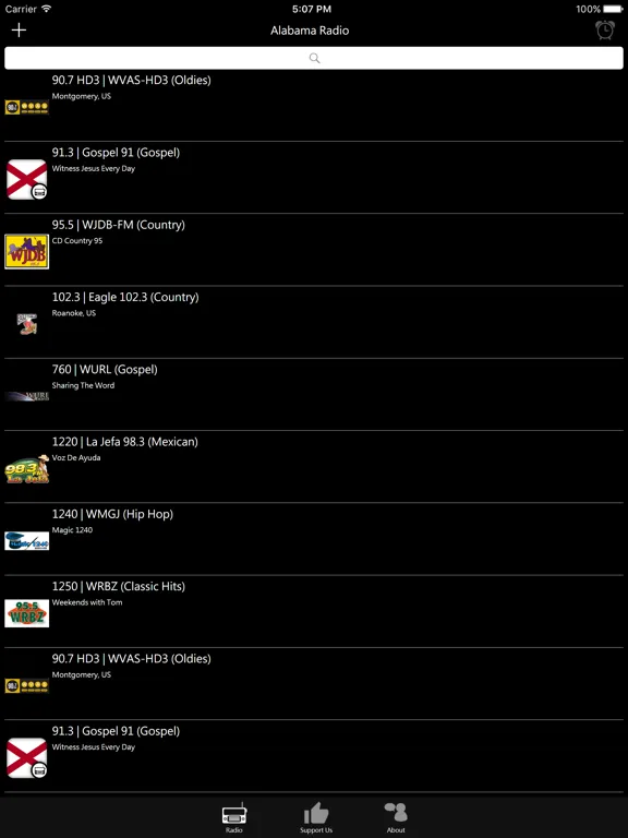 Alabamian Radio: iPad app screen 6