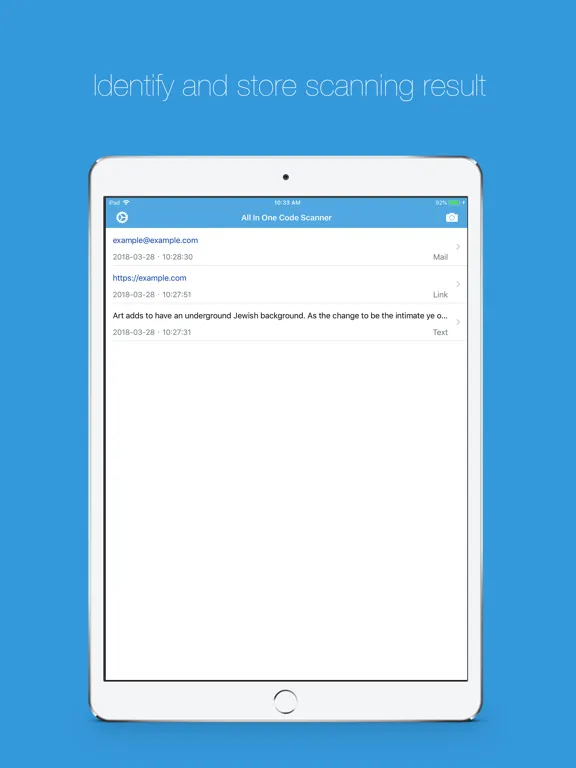 All In One Code Scanner: iPad app screen 4