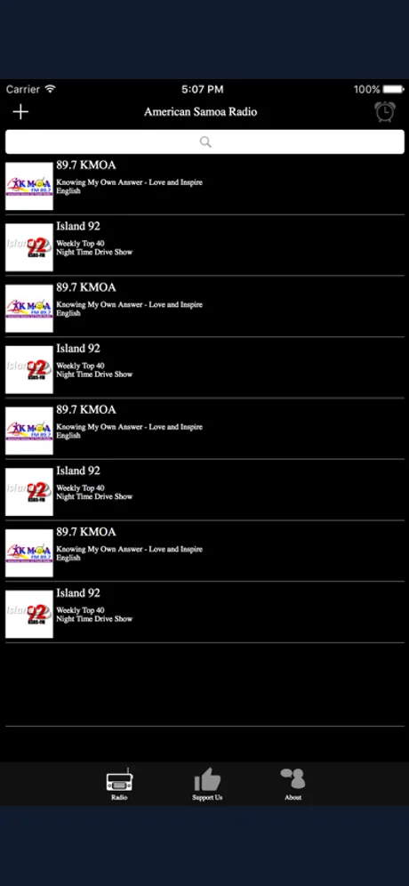 American Samoa Radio: iPhone app screen 1
