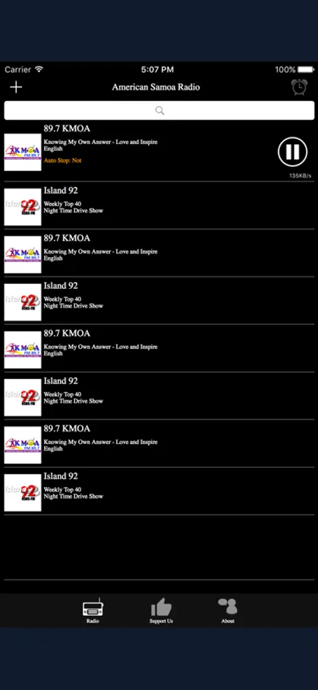 American Samoa Radio: iPhone app screen 2