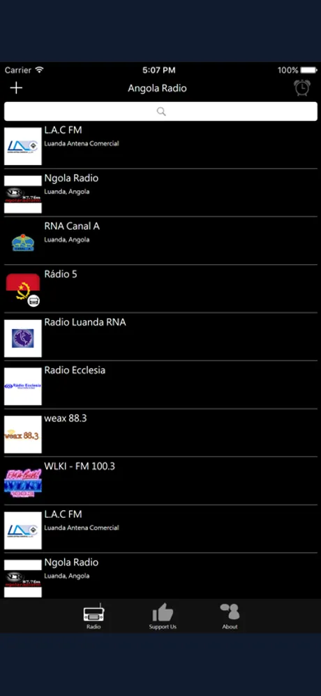 Angolan Radio: iPhone app screen 1