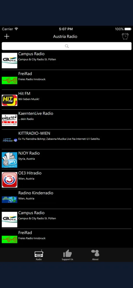 Austrian Radio: iPhone app screen 1