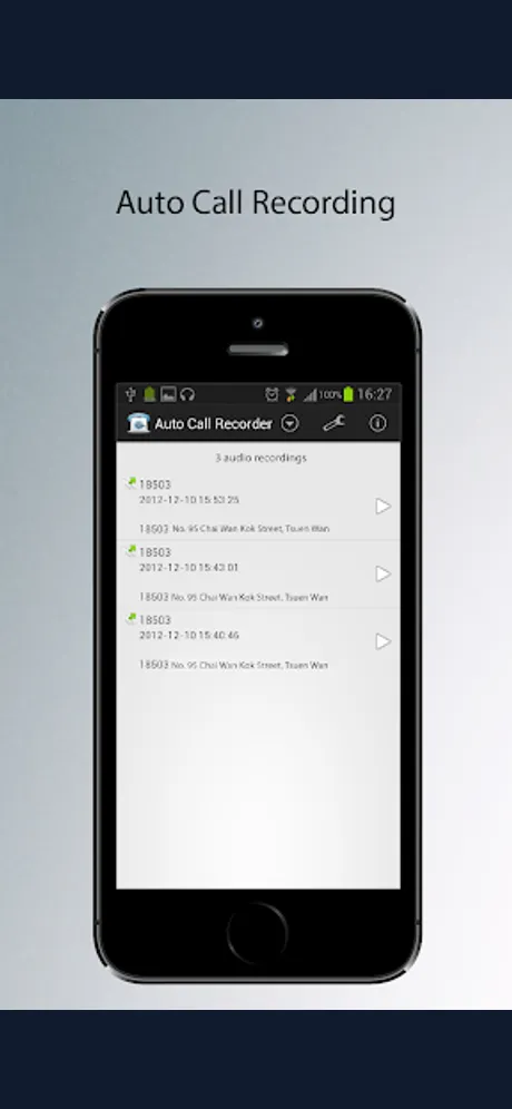 Auto Phone Call Recorder: Android app screen 2