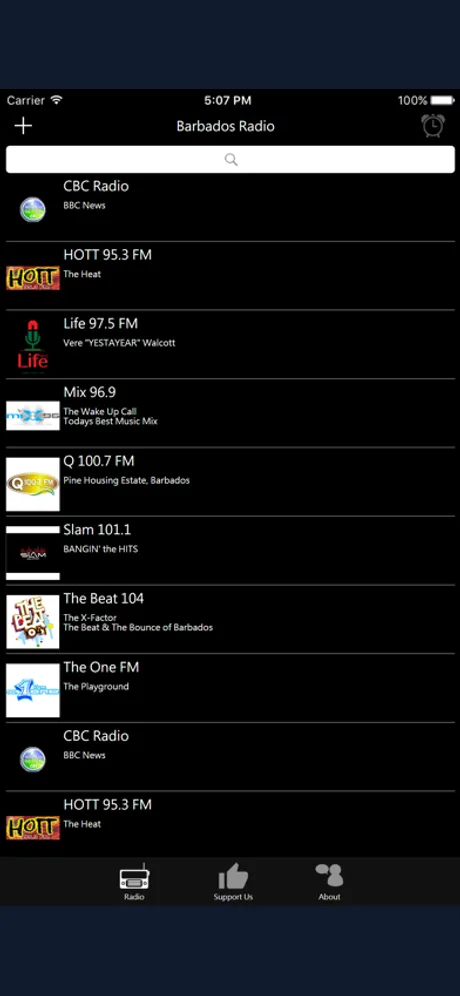Barbadian Radio: iPhone app screen 1