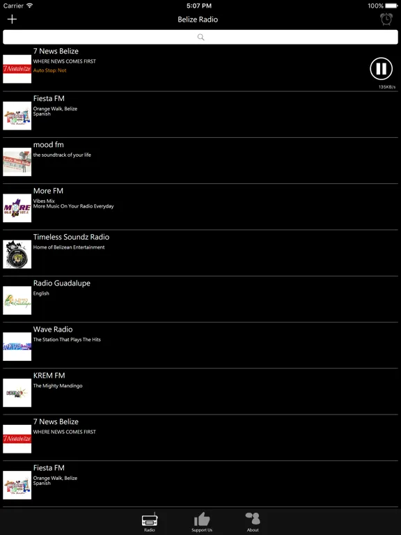 Belize Radio: iPad app screen 7