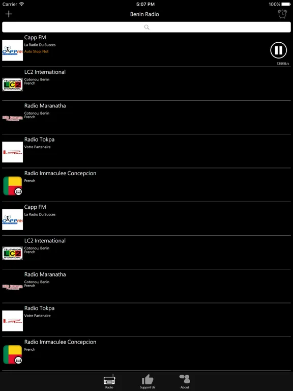 Beninese Radio: iPad app screen 7