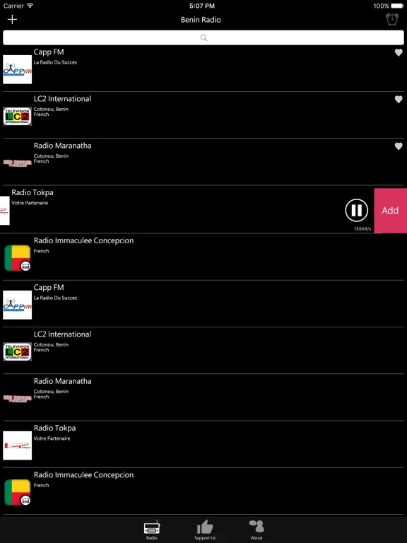 Beninese Radio: iPad app screen 9