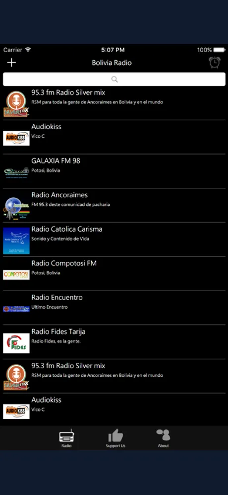 Bolivian Radio: iPhone app screen 1