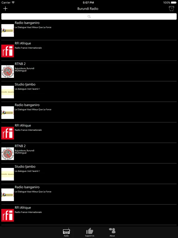 Burundi Radio: iPad app screen 6