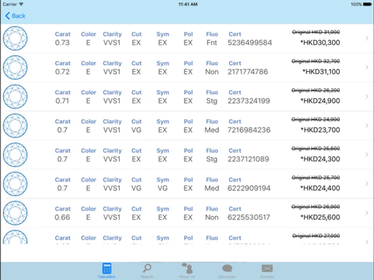 Buy Diamond - 鑽石價格計算機：iPad 應用程式畫面 6
