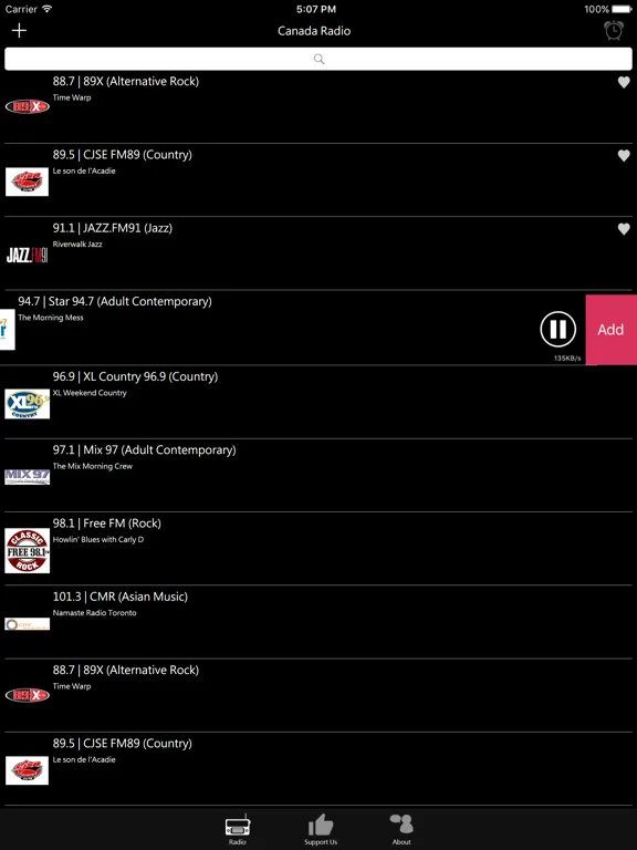 Canadian Radio: iPad app screen 9