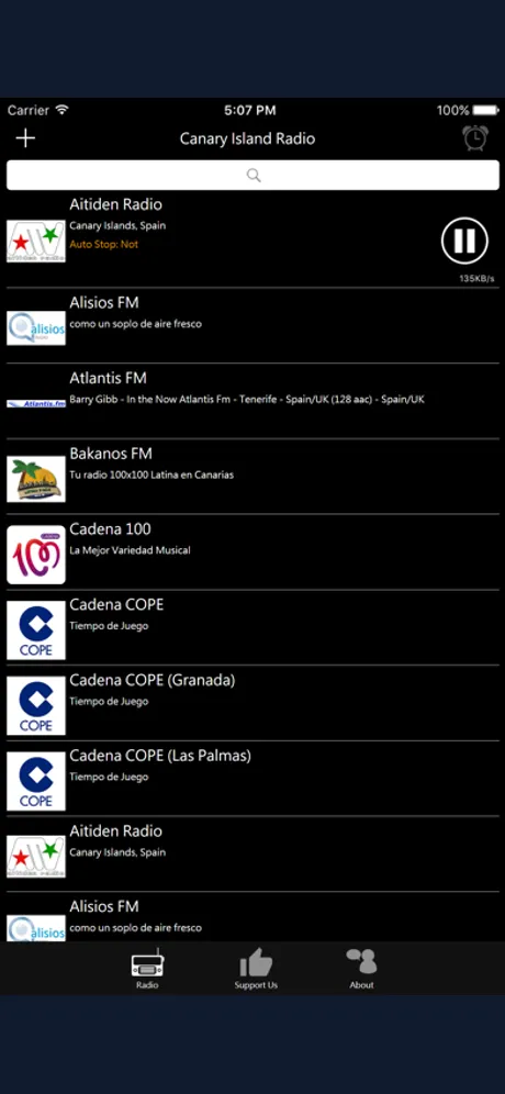 Canary Islands Radio: iPhone app screen 2