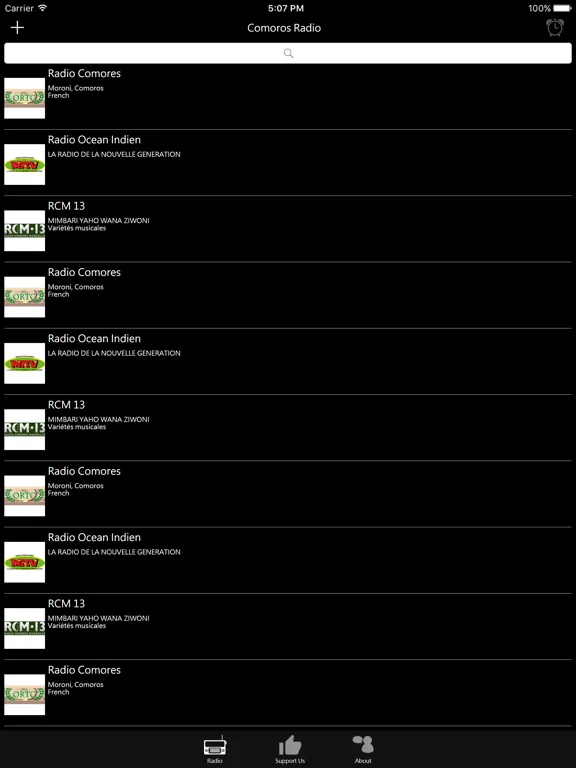 Comoros Radio: iPad app screen 6