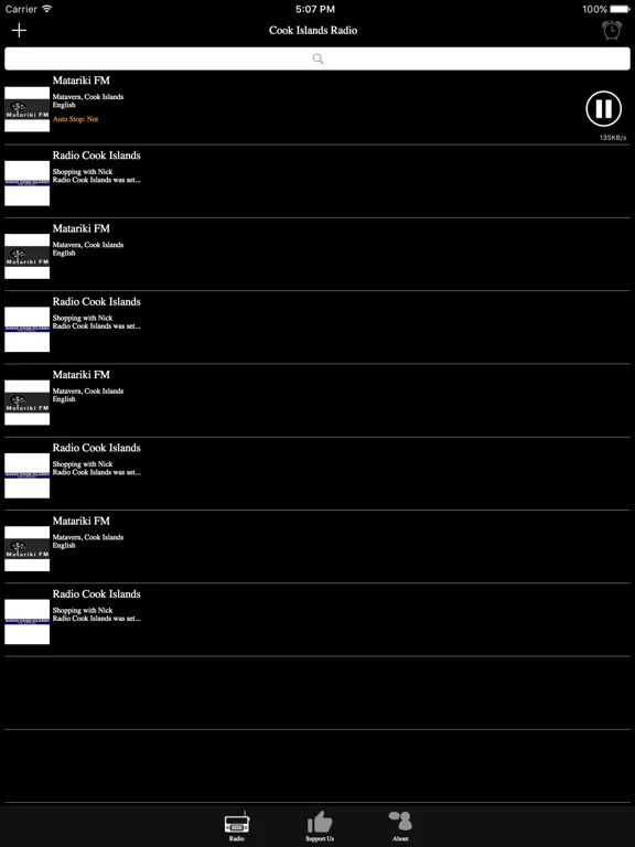 Cook Islands Radio: iPad app screen 7