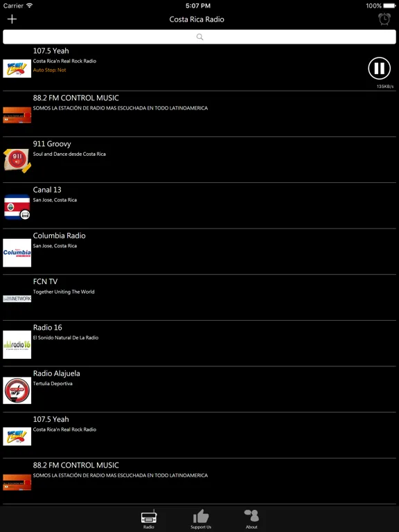 Costa Rican Radio: iPad app screen 7
