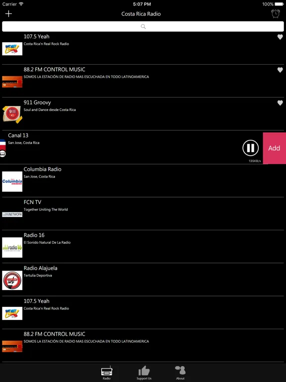 Costa Rican Radio: iPad app screen 9