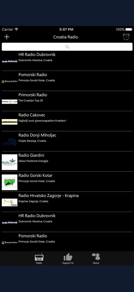 Croatian Radio: iPhone app screen 1