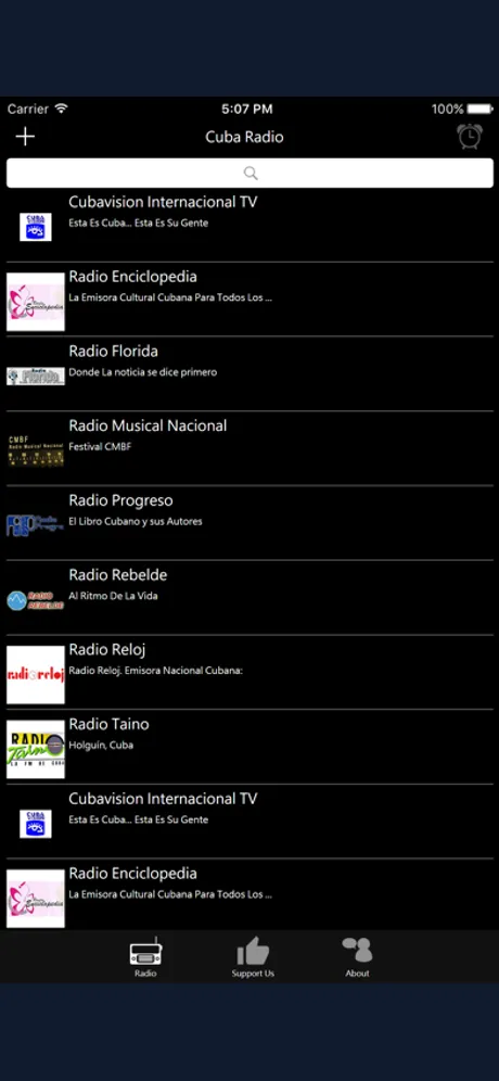 Cuban Radio: iPhone app screen 1