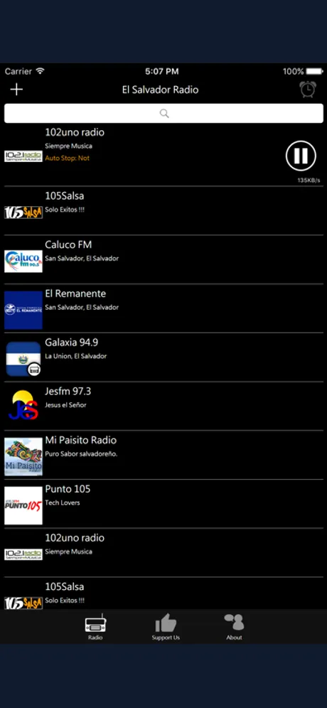 El Salvadorean Radio: iPhone app screen 2
