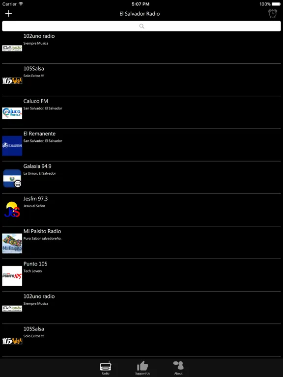 El Salvadorean Radio: iPad app screen 6