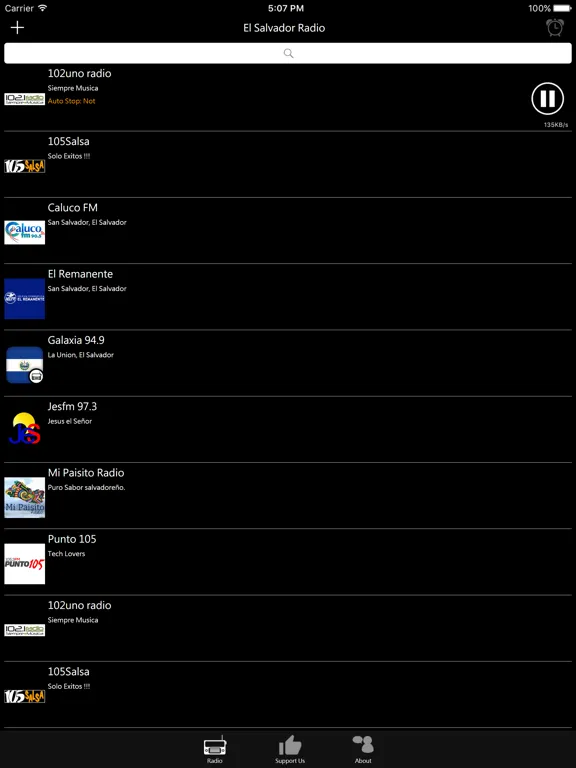 El Salvadorean Radio: iPad app screen 7