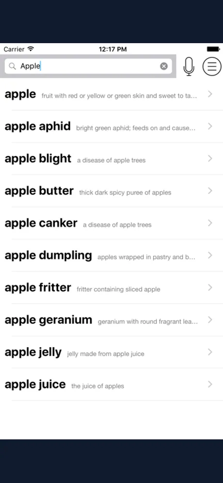 English English Dictionary: iPhone app screen 1