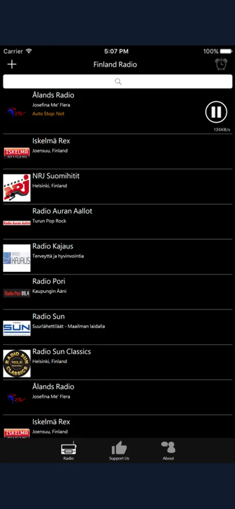 Finnish Radio: iPhone app screen 2
