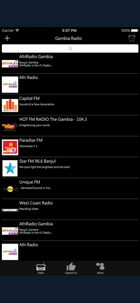 Gambia Radio: iPhone app screen 1