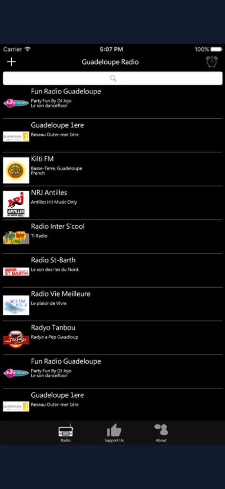 Guadeloupean Radio: iPhone app screen 1