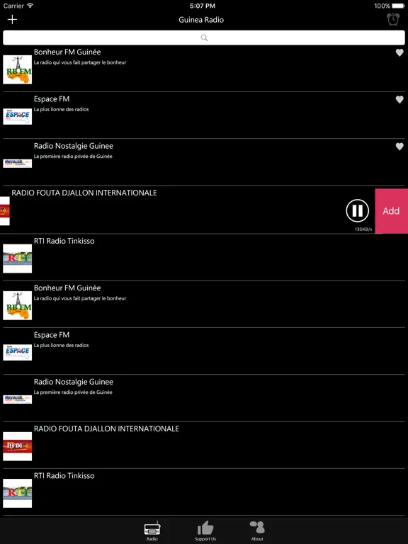 Guinea Radio: iPad app screen 9