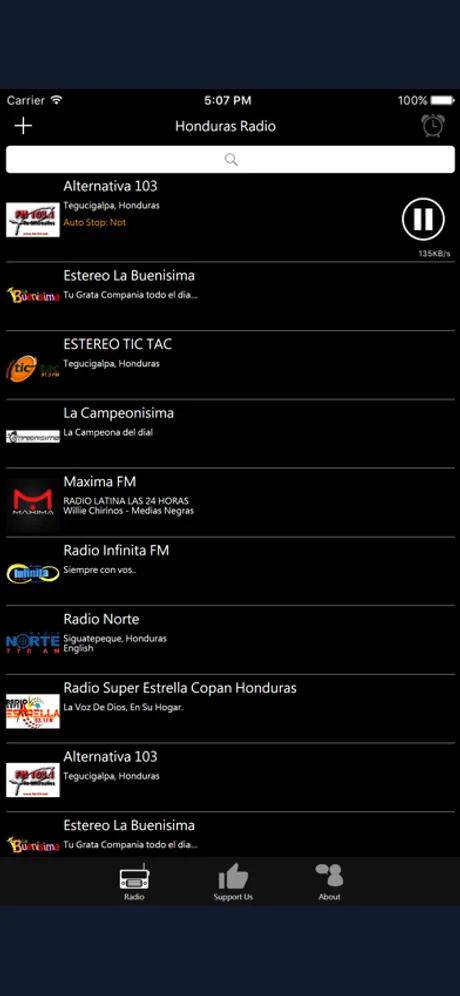 Honduran Radio: iPhone app screen 2