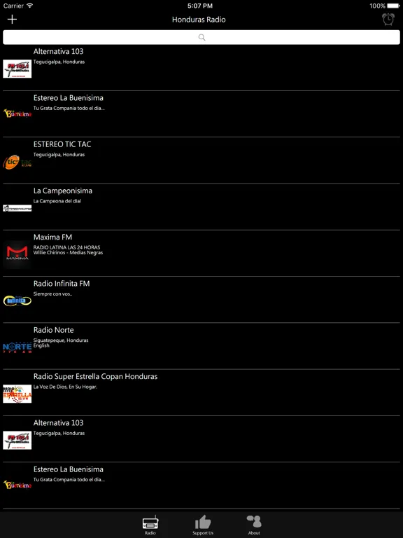 Honduran Radio: iPad app screen 6
