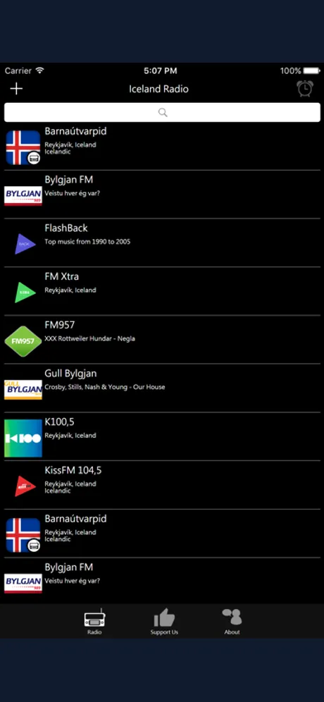 Icelandic Radio: iPhone app screen 1