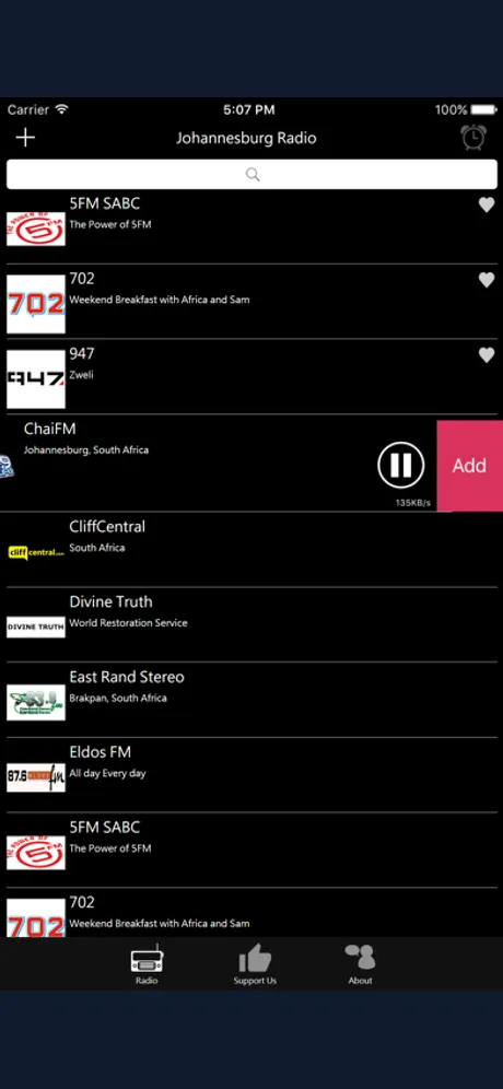 Johannesburg Radio: iPhone app screen 4