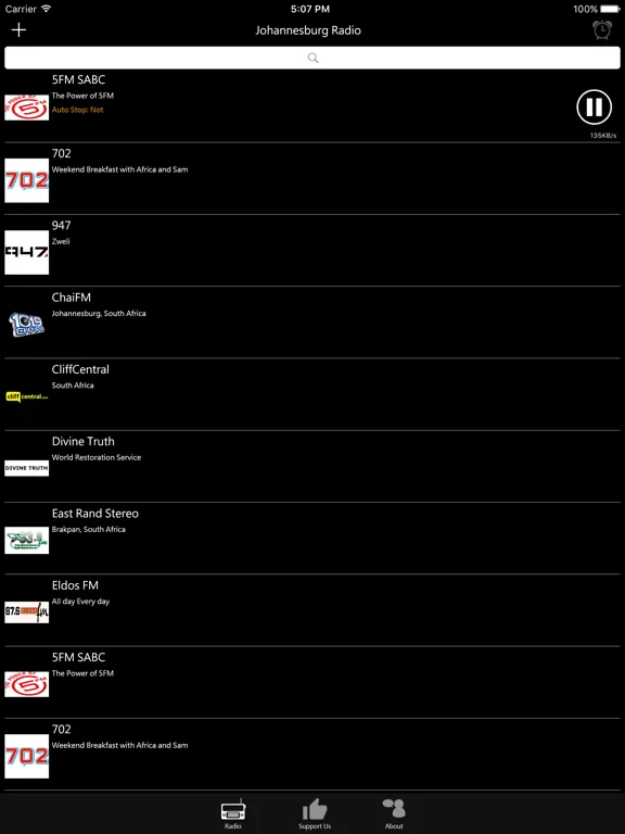 Johannesburg Radio: iPad app screen 7