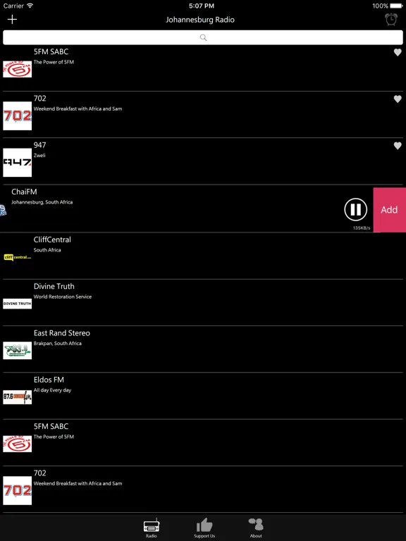Johannesburg Radio: iPad app screen 9