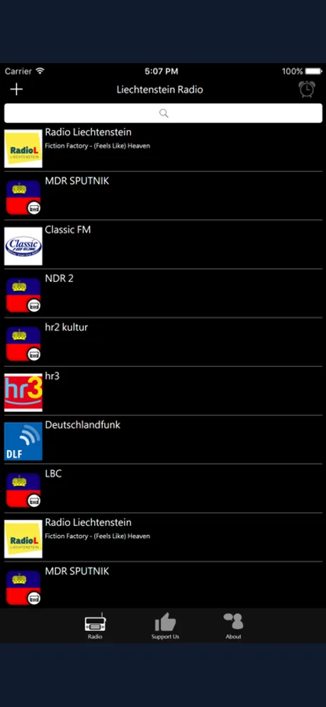 Liechtensteiner Radio: iPhone app screen 1