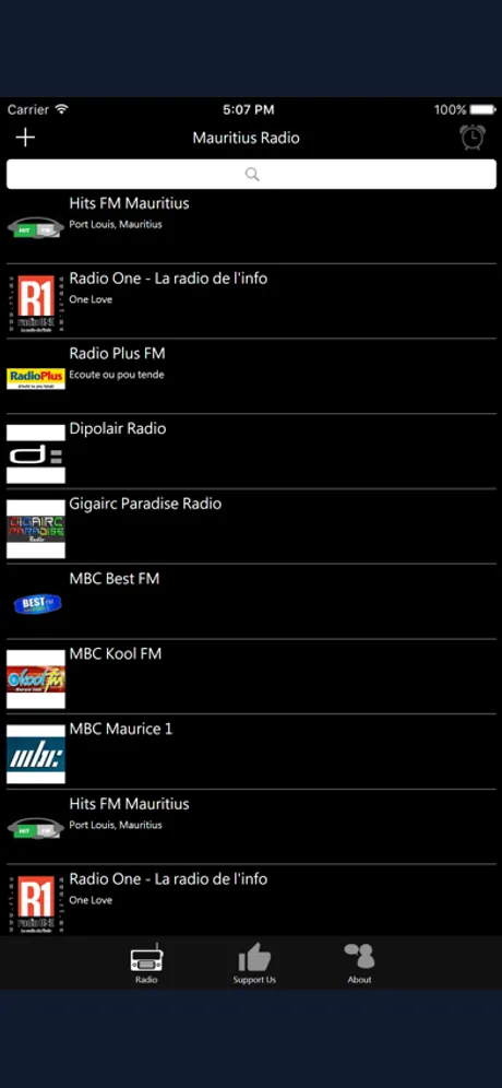 Mauritian Radio: iPhone app screen 1