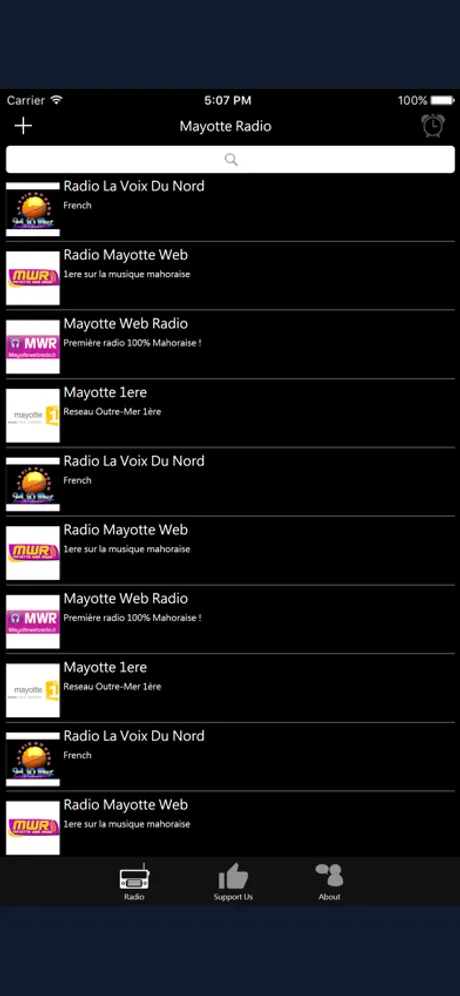 Mayotte Radio: iPhone app screen 1