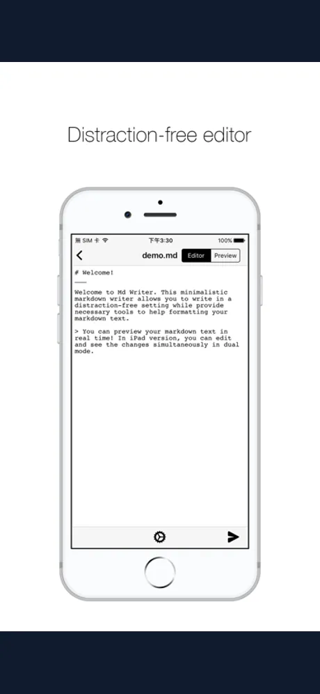 md writer: iPhone app screen 2
