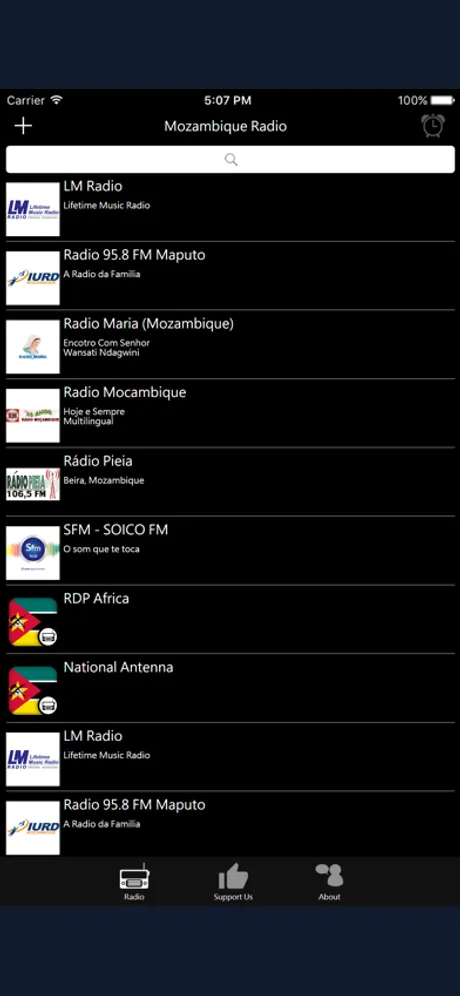 Mozambique Radio: iPhone app screen 1